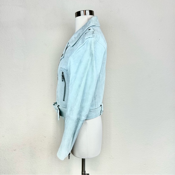 Blank NYC Moto Suede Light Blue Buckle & Zipper Jacket - Picture 2 of 8